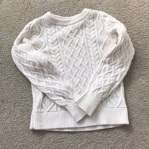 Girls Cream White Cable Knit sweater